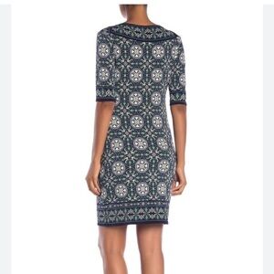 Max Studio Elegant blue  and White Patterned Dress new size medium